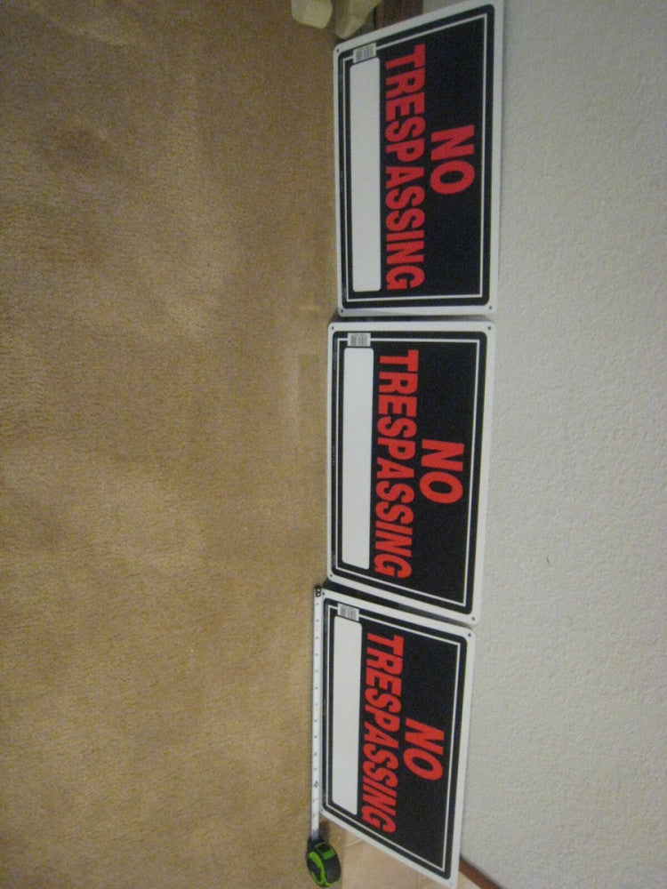 3 yes 3  Hillman No Trespassing Signs Aluminum Black/Red 10" x 14" 840125