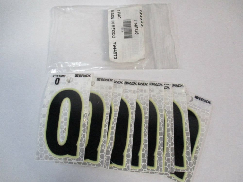 Brady (3000-Q) 1-1/2" x 2-3/8" OAL Glow In The Dark Q Letter Label - Lot of 10