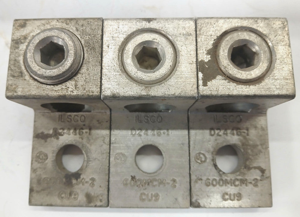ILSCO D2446-1 MECHANICAL CONNECTION LUG 600MCM-2 2CU9 LOT OF 3 1 POLE