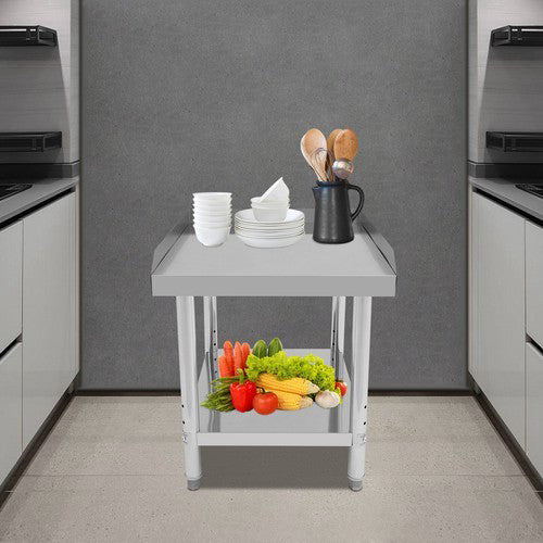 Stainless Steel Work Table Adjustable 2 Tier Kitchen Food Prep Table 24*30*26in