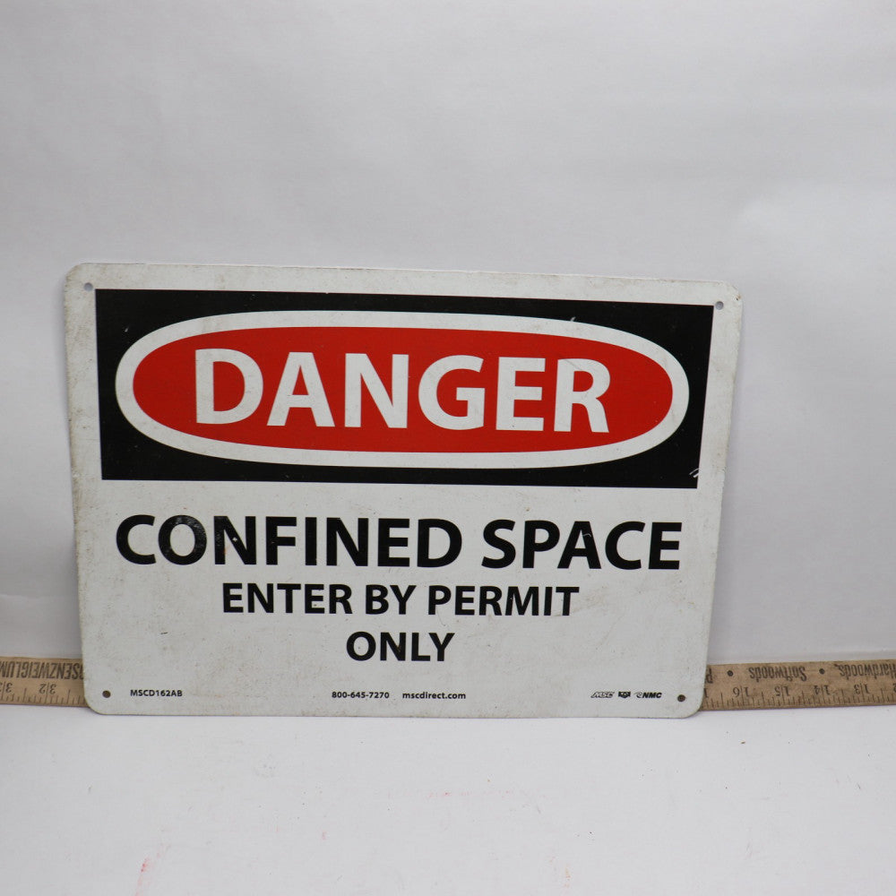 MSC Danger Confined Space Enter By Permit Only Sign Aluminum 10" x 14"