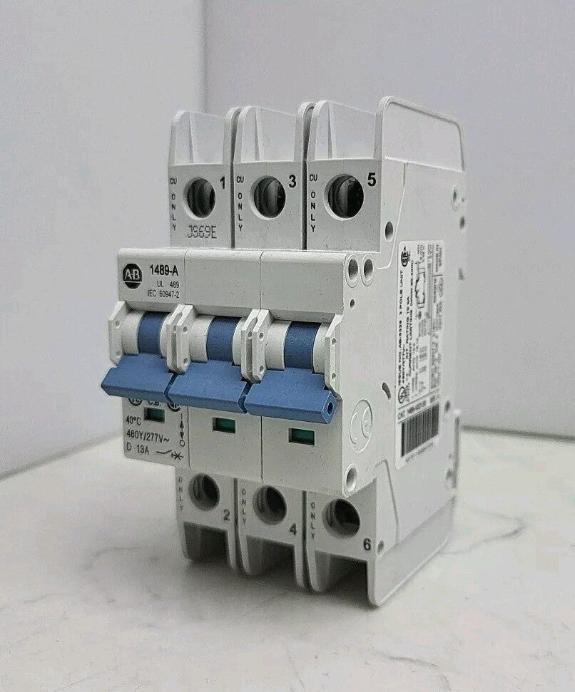 Allen Bradley 1489-A3D130 13Amp Circuit Breaker 3 Pole 480Y/277V 1489A3D130 Used