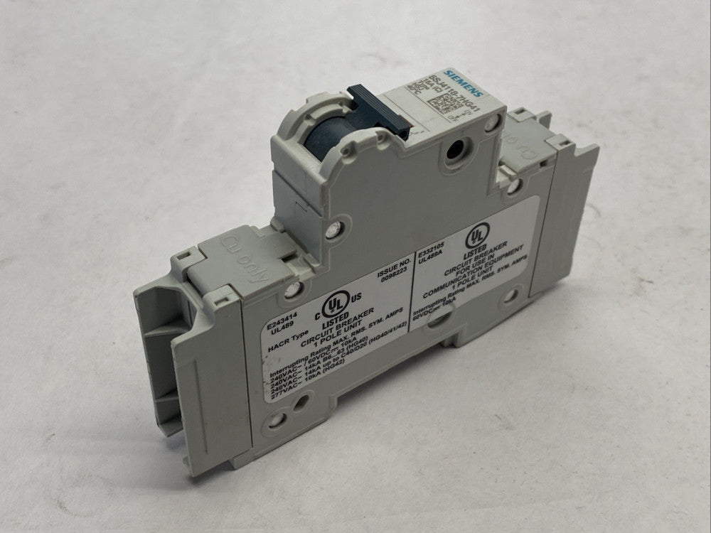 Siemens 5SJ4118-7HG41 Miniature Circuit Breaker 1-Pole 15A 240V