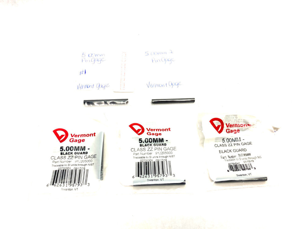 Vermont Gage 912205000 Class ZZ Black Guard Pin Gage LOT OF 5