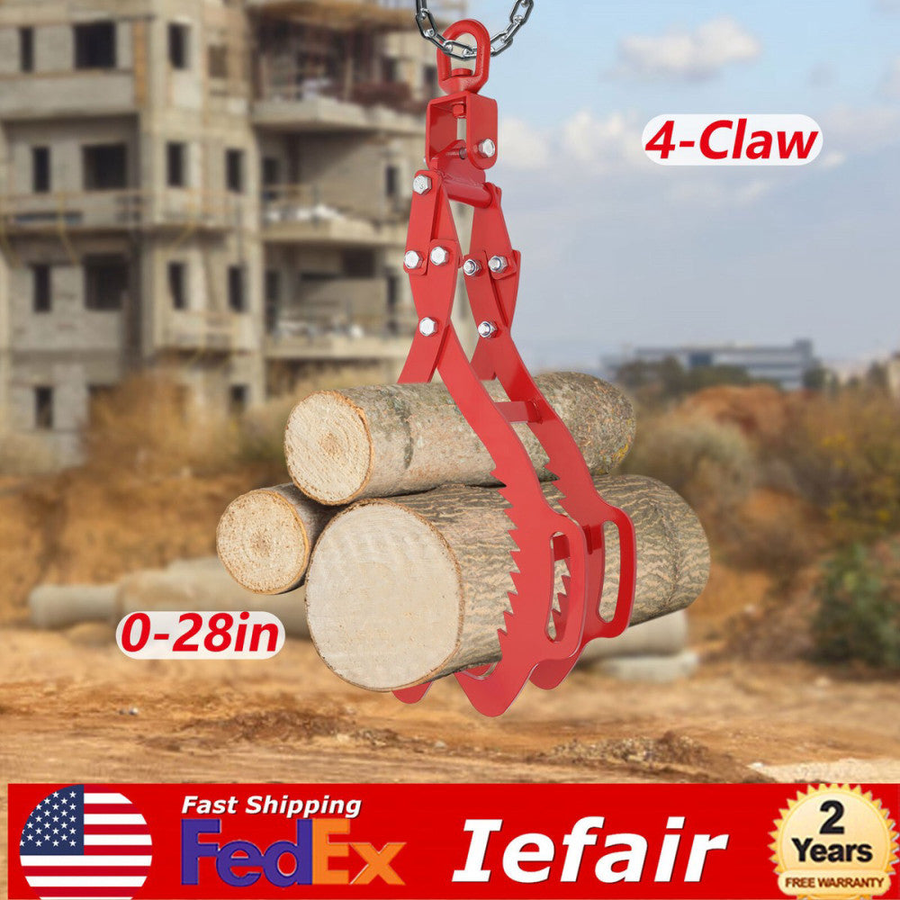 4 Claw Timber Claw Hook 28 inch Log Lifting Tongs Grapple for Logging Tongs