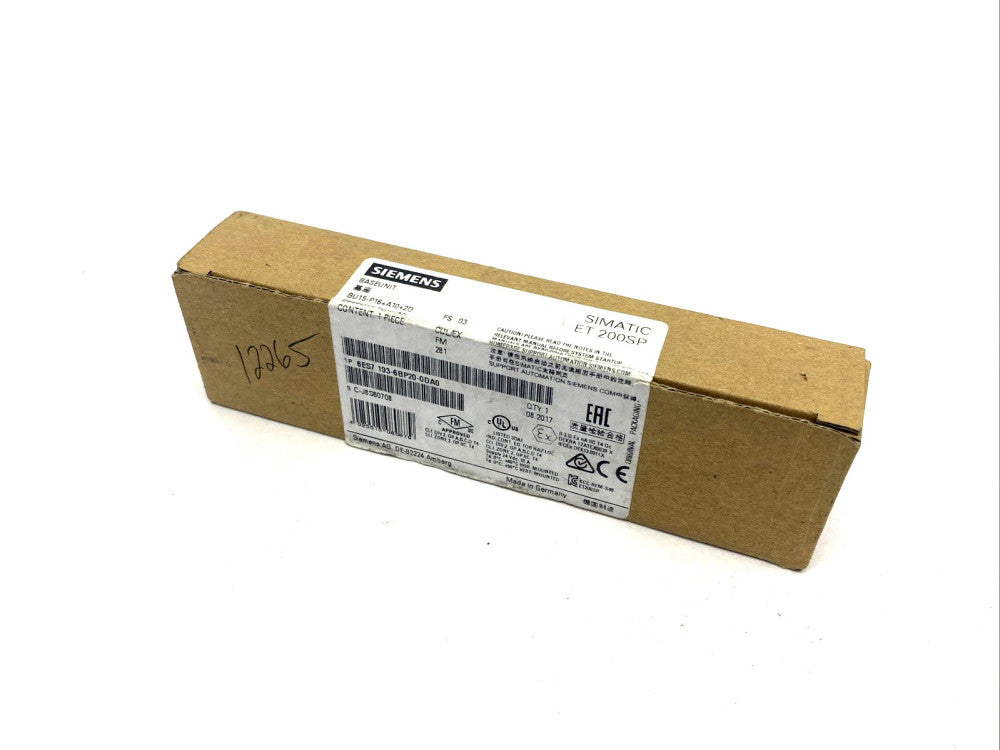 Siemens 6ES7193-6BP20-0DA0 SIMATIC ET 200SP BaseUnit BU15-P16+A10+2D, BU Type A0