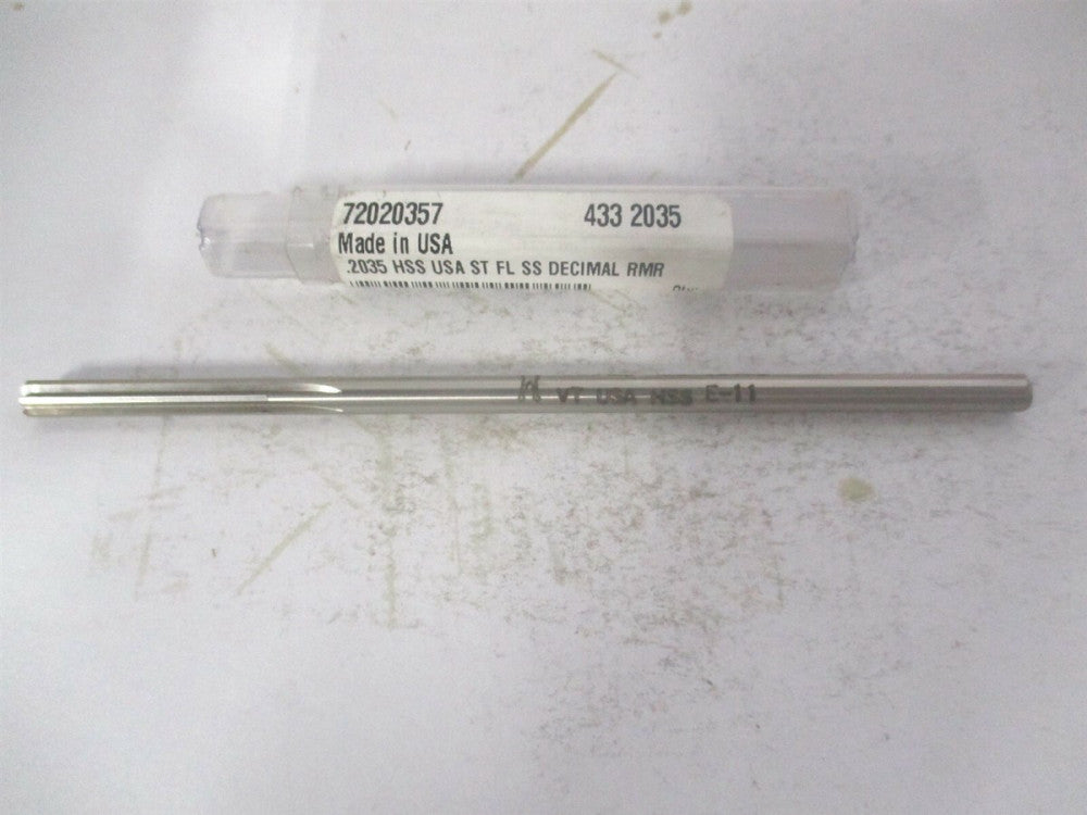 (433-0.2035) 0.2035" x 1-1/4" x 5" Straight Shank HSS 6-Flute Chucking Reamer 