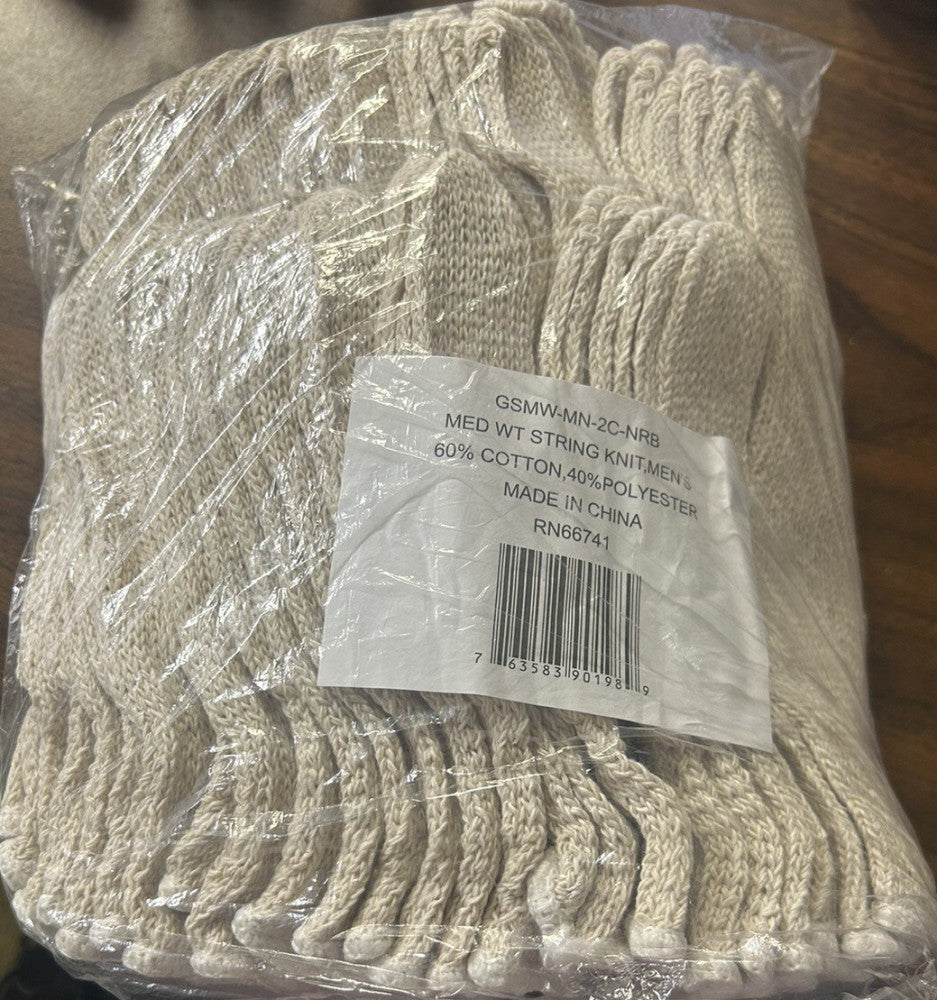 GSMW-MN-2C-NRB Cotton String Knit Glove, Medium Weight, White, Large PACK OF 24