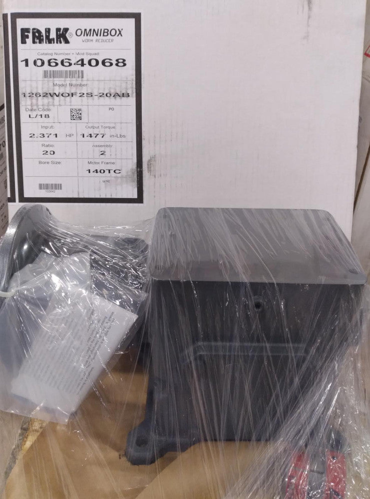 Falk 1262WOF2S-20AB Omnibox Worm Speed Reducer, 20:1 Ratio 2.37HP Input 