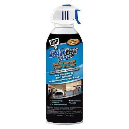 Dap 18836 Spray Foam Sealant, Straw Application Method 12 Oz, Aerosol Can, White