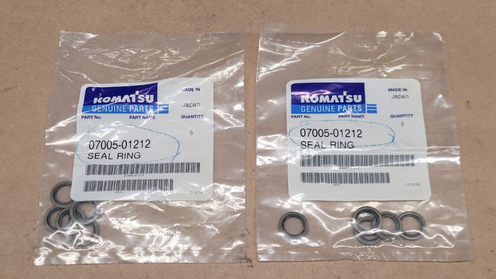 Lot of 2 Packs (10 seals total) Genuine Komatsu 07005-01212 Seal Rings