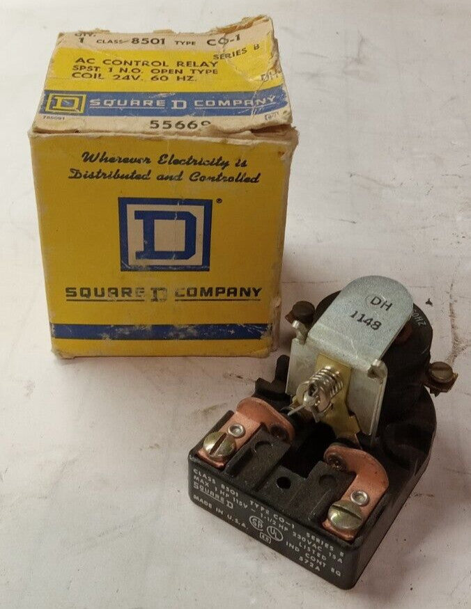 NEW SQUARE D 8501CO-1 AC CONTROL RELAY 115/230 VAC SPST 1 NO 24V COIL