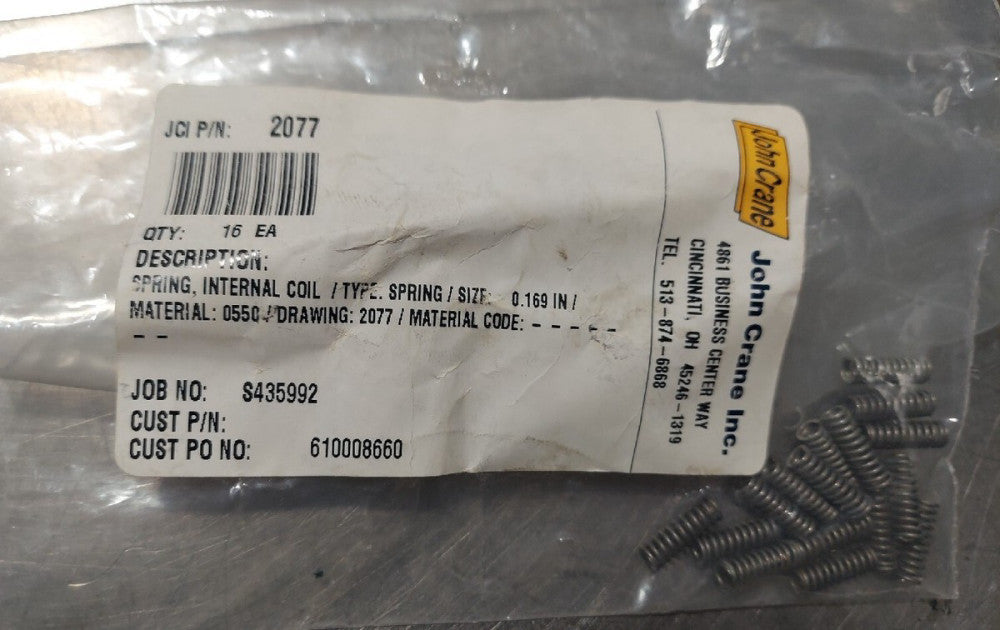 Lot Of 16 - John Crane P/N 2077 Internal Coil Spring, Helical Compression