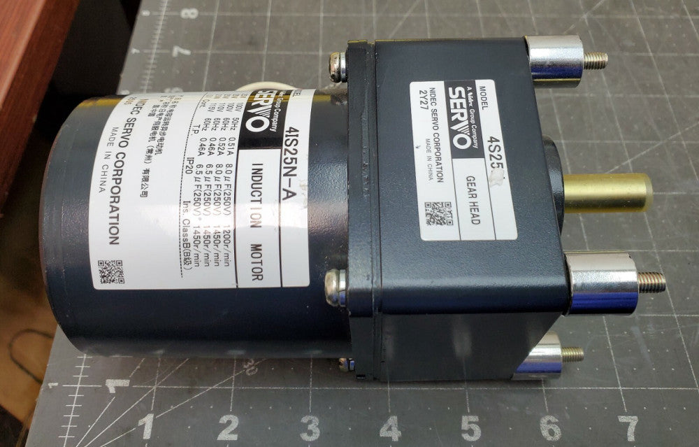NIDEC 4S25N GEARHEAD & 4IS25N-A MOTOR WORKING PULL [Z5B3]