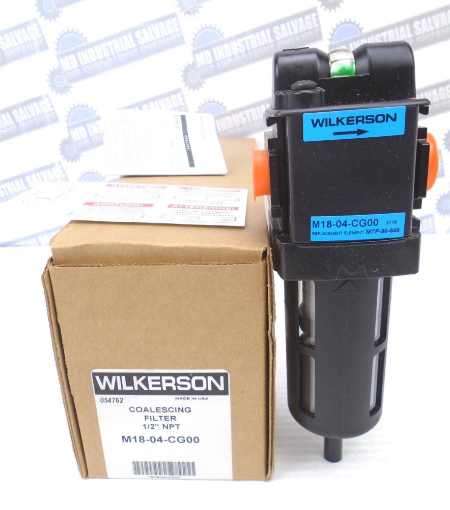 WILKERSON - M18-04-CG00 - COALESCING FILTER - 1/2"NPT - 0.01m - 150psi 85cfm NEW