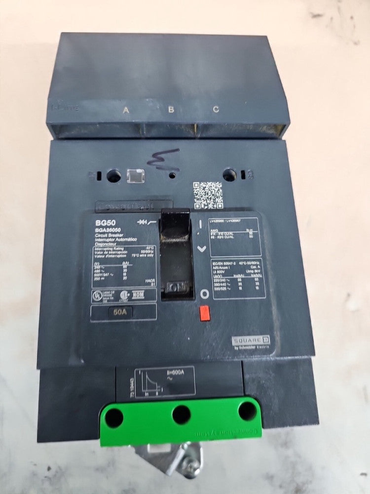 NTO BGA36050 Square D I-Line Style Plug-In 50 Amp 3 Pole 3 PH 600V