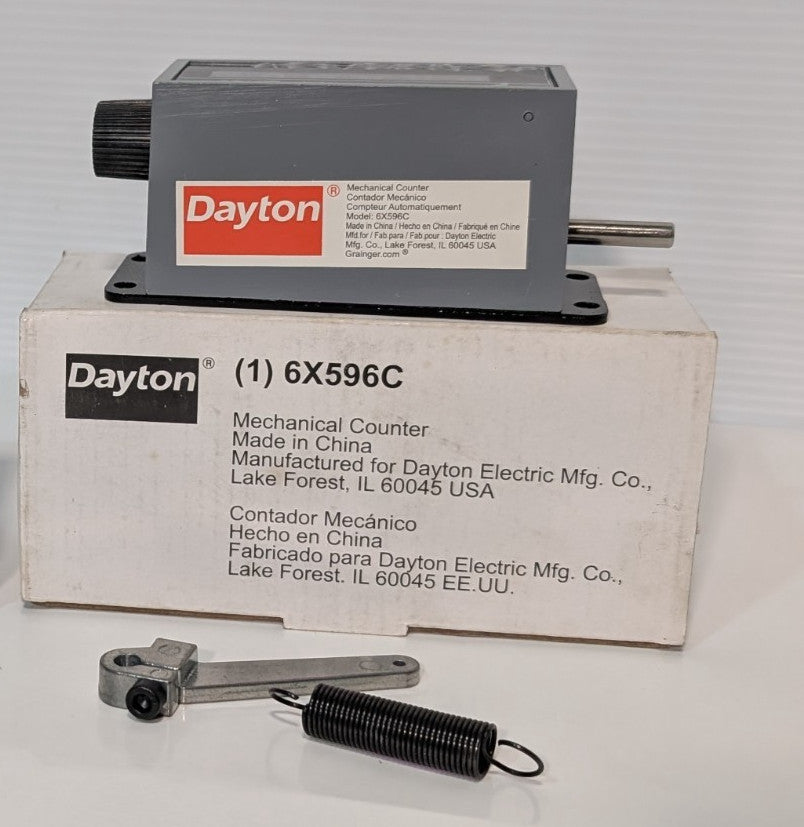 Dayton Electric 6X596C Mechanical Counter, base mounting with lever arm assembly