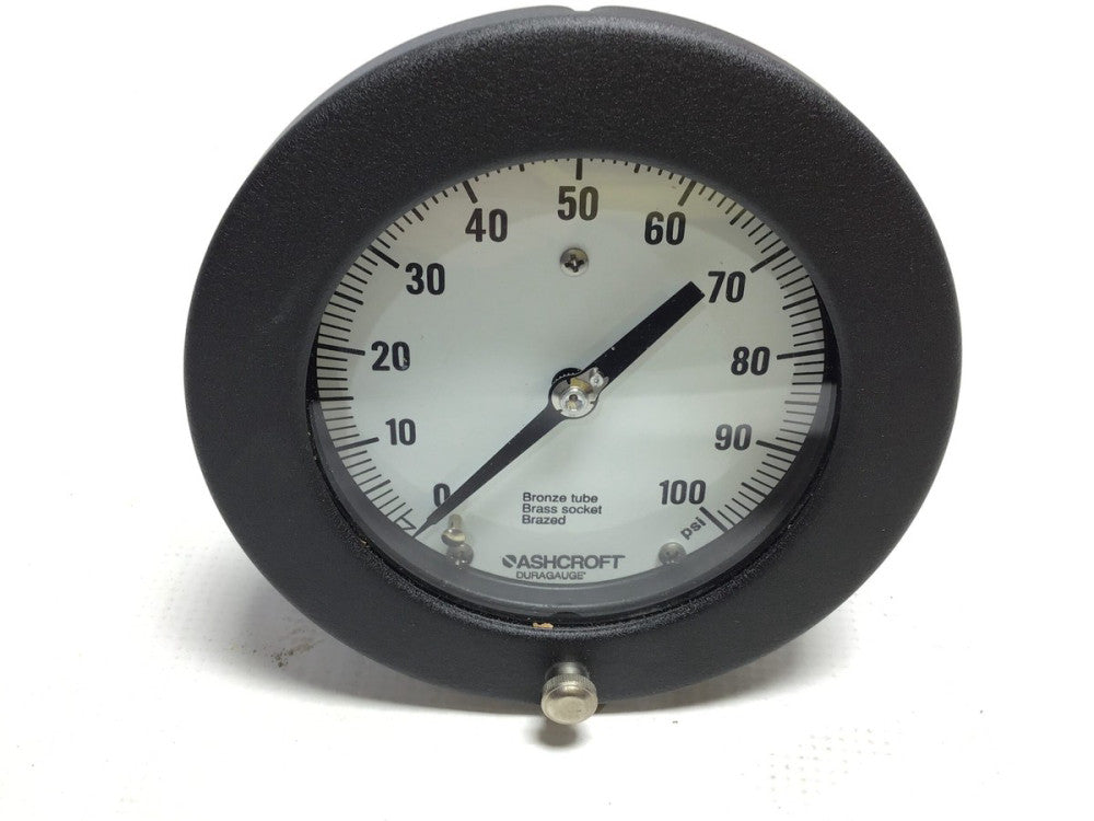 Ashcroft 45 1377AS 02B Pressure Gauge 4-1/2" 0-100PSI Bronze Tube Brass Socket