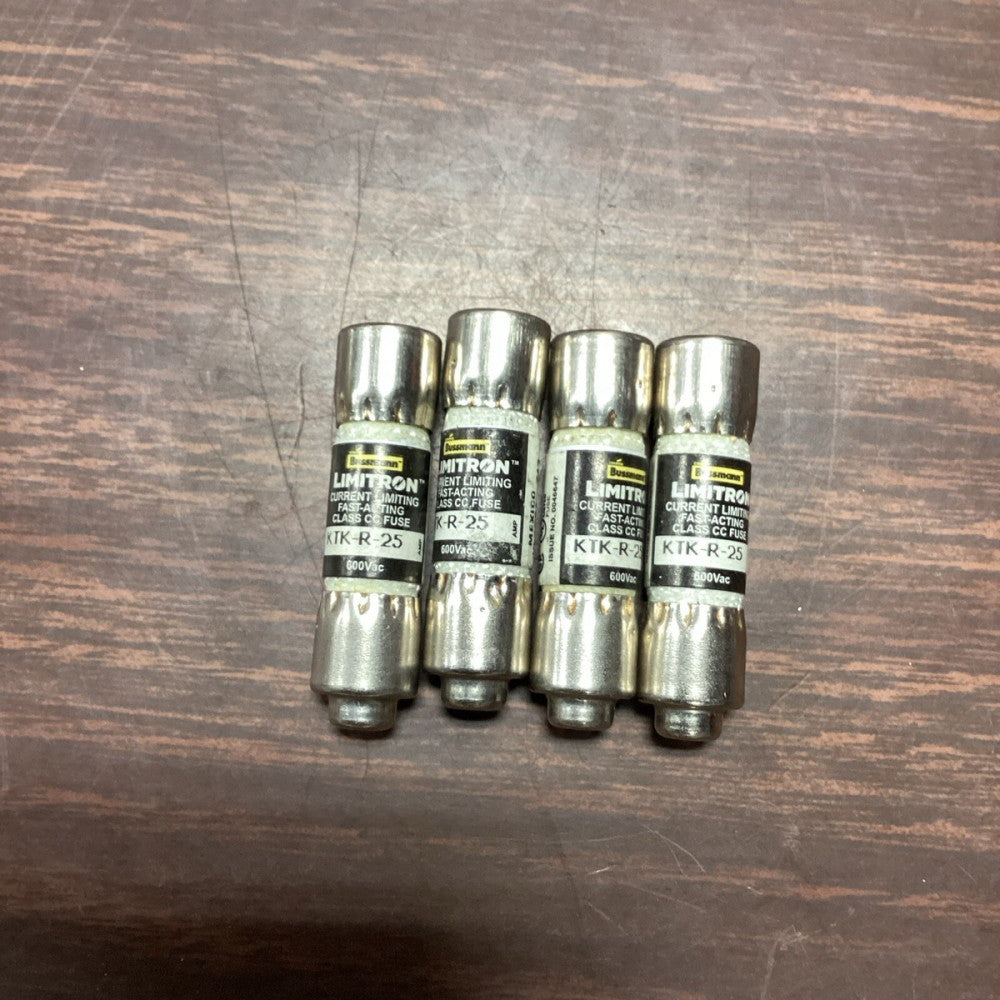 Bussmann Limitron KTK-R-25 Amp Fuses; Class CC, 600VAC, Lot Of 4