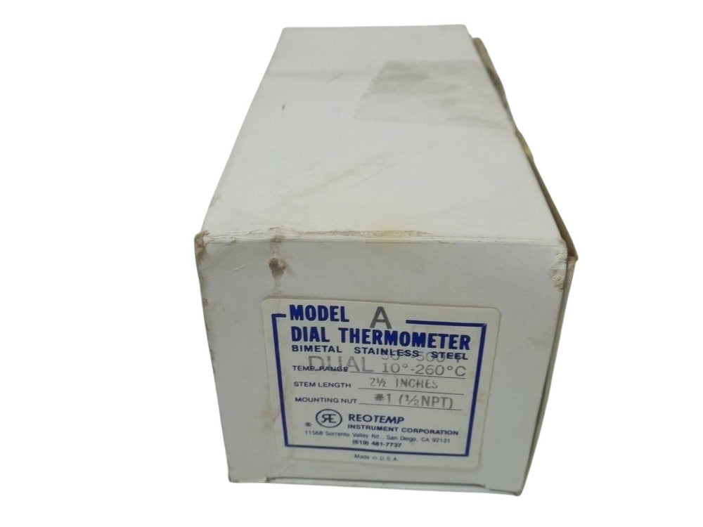 REOTEMP MODEL A DIAL THERMOMETER BIMETAL STAINLESS STEEL D10-260 NSMP