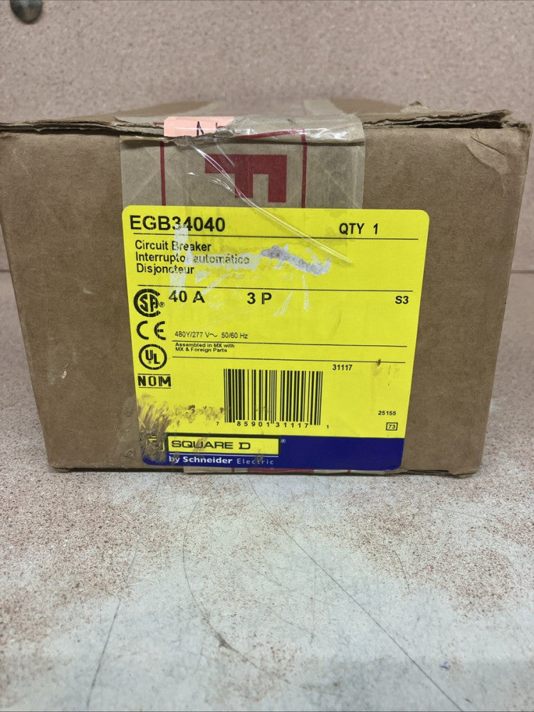 Square D EGB34040 40A 480V 35kA 3P Bolt-on Circuit Breaker  NOS
