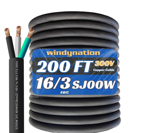 200 Feet 16/3 SJOOW Cable Cord 16 AWG 3 Conductor SO Wire - 16 Gauge 3 Conduc...