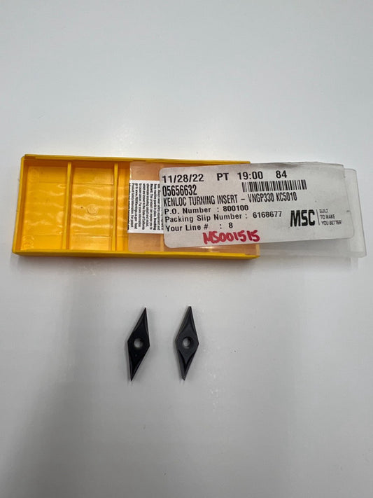 (QTY 2) Kennametal 05656632 Turning Insert VNGP330 KC5010 Carbide TiAlN Neutral
