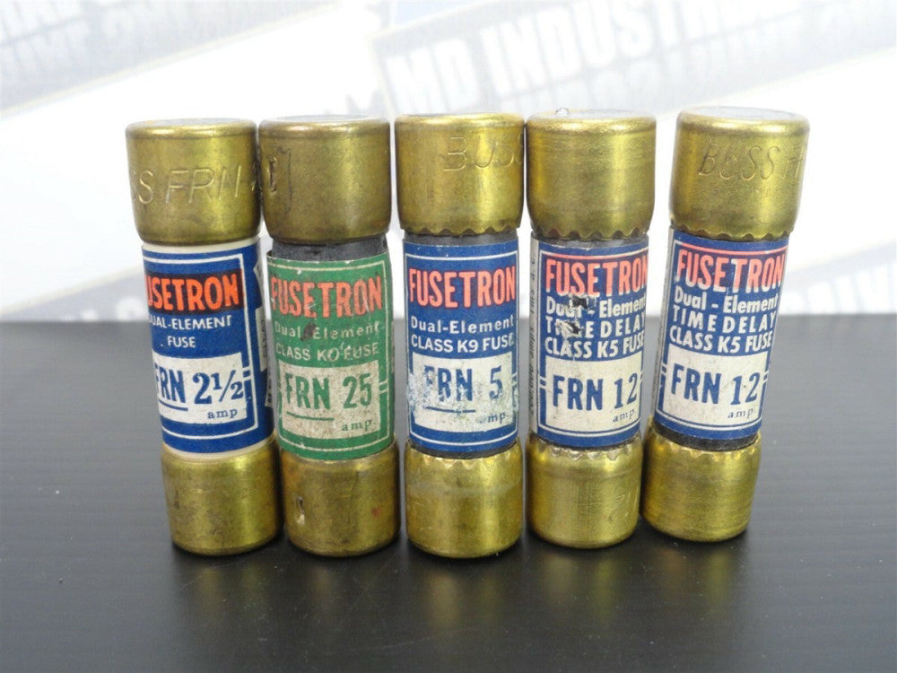 Lot of 5 - FUSETRON (2) FRN-12, FRN-25, FRN-2 1/2 & FRN-5 - 250 Volt (NEW)