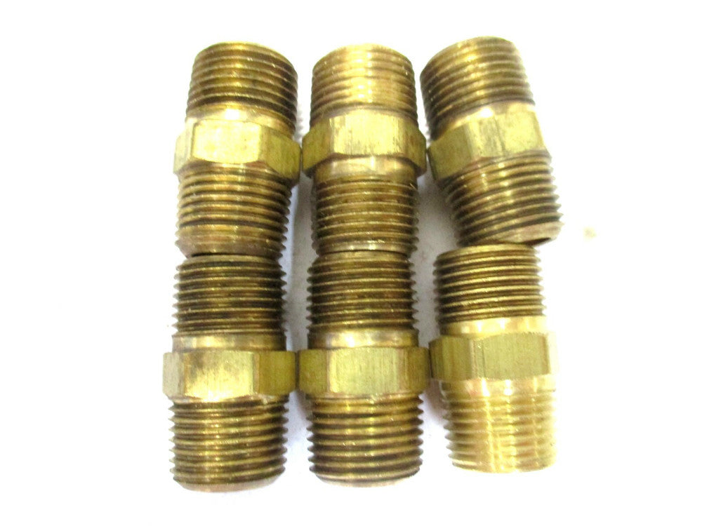 Coilhose Pneumatics (H0606) 3/8" MPT x 3/8" MPT Brass Hex Nipple - 6 QTY
