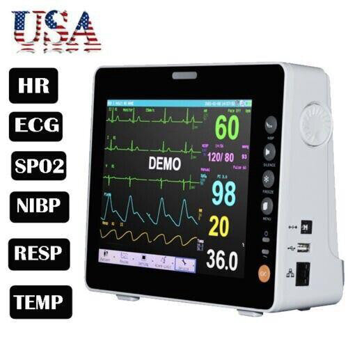 Machine-ECG NIBP RESP TEMP SPO2 Patient Monitor System 6-parameter Vital Sign