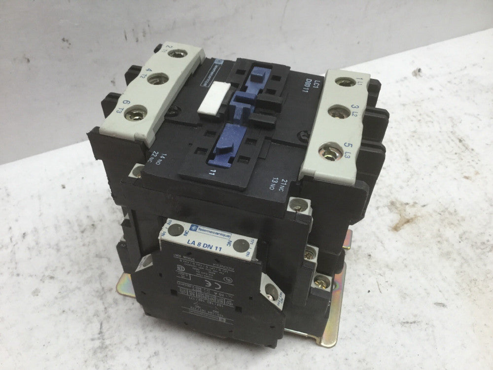 Telemecanique LC1D8011 Contactor 125A 120V LC1-D8011 WITH LA8DN11 LA 8 DN 11