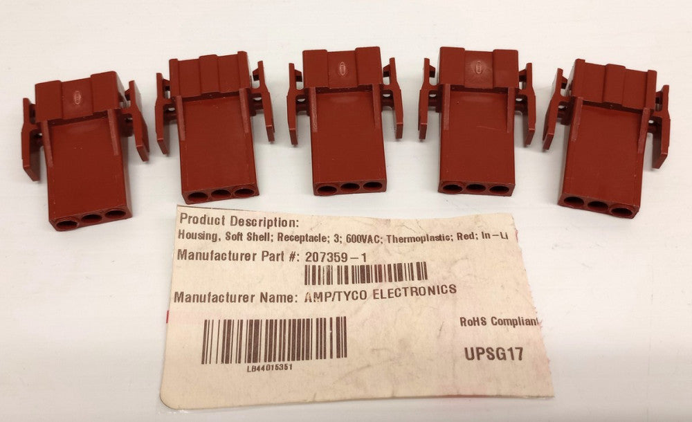 AMP 207359-1 Receptacle Housing Red Thermoplastic Tyco 2073591 (Pack Of 5)