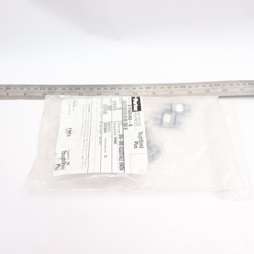 (10-Pk) Parker Pipe Fitting and Port Adapter SAE-ORB 9/16-18 6 F5OHAO-S
