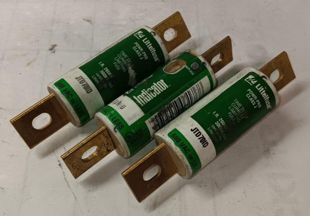 LOT OF 3) NEW LITTELFUSE JTD70ID 70 AMP INDICATOR FUSE CLASS J 600 VAC
