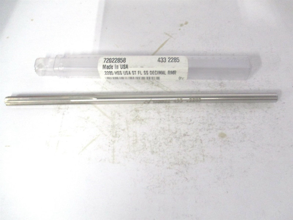 (433-0.2285) 0.2285 x 1-1/2" x 6" OAL 6-Flute Straight Shank HSS Chucking Reamer