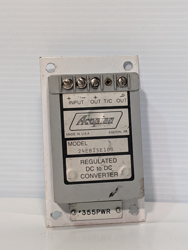 Acopian 24EB15E100 Dc To Dc Regulated Power Converter 355PWR Used