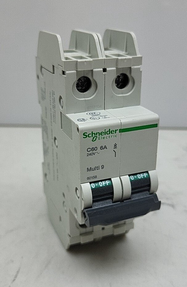 Schneider Electric 60158 Circuit Breaker 6 Amp 120/240 Miniature Box Lug Used
