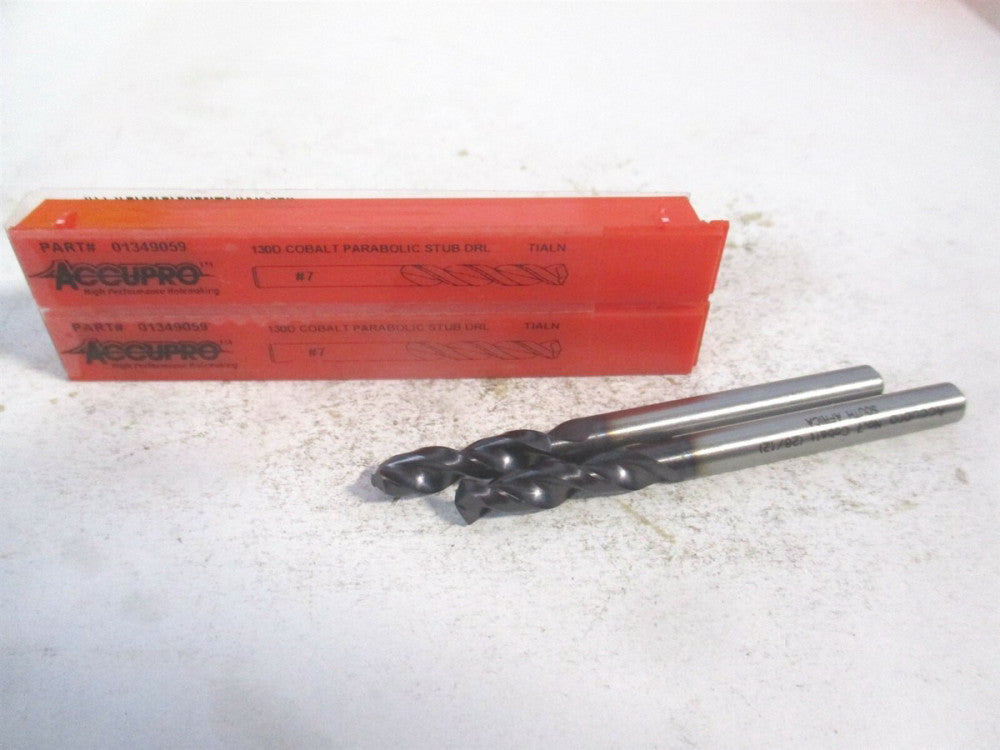 (1630511A-AC) #7 130° Parabolic Flute Cobalt Screw Machine Drill Bit - Qty 2