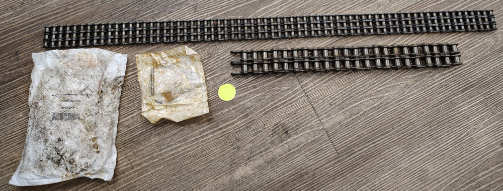ASSORTED LOT OF DIAMOND ROLLER CHAIN PIECES DOUBLE/TRIPLE STEEL LOT OF 2