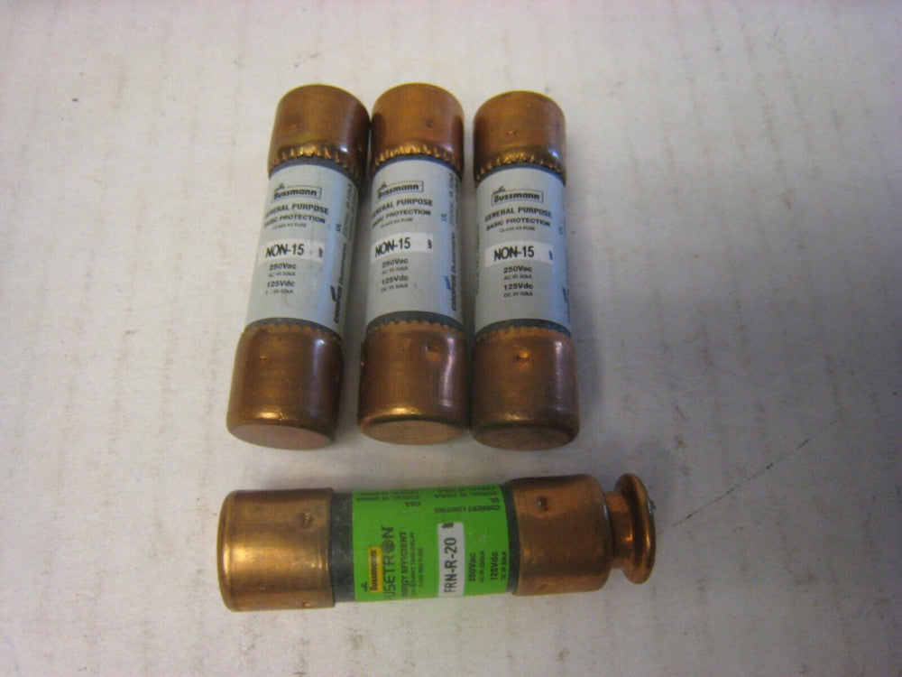 3 BUSSMANN FUSES NON-15 250V K5 One-Time 15 Amp Cartridge Fuse MIX 1-FRN-R20