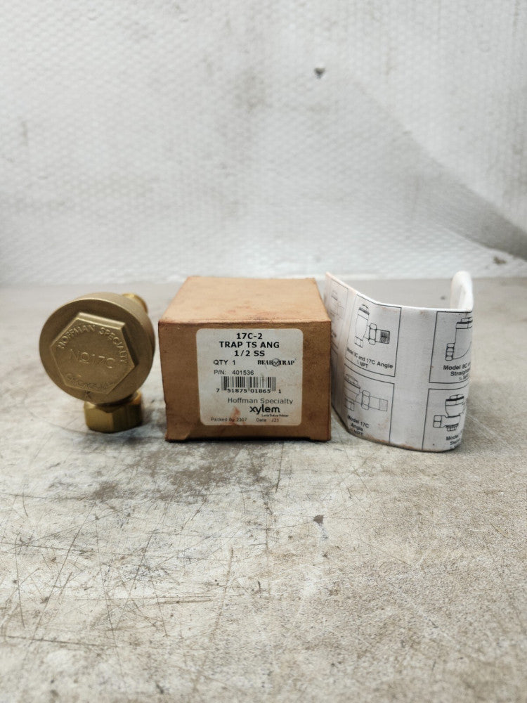 NEW IN BOX ITT Hoffman Specialty Angle Thermostatic Trap 17C-2, 1/2" 401536