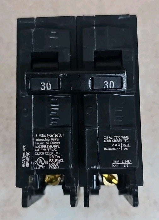 NOS Siemens B230H 2 Pole 30 Amp Bolt-On Breaker