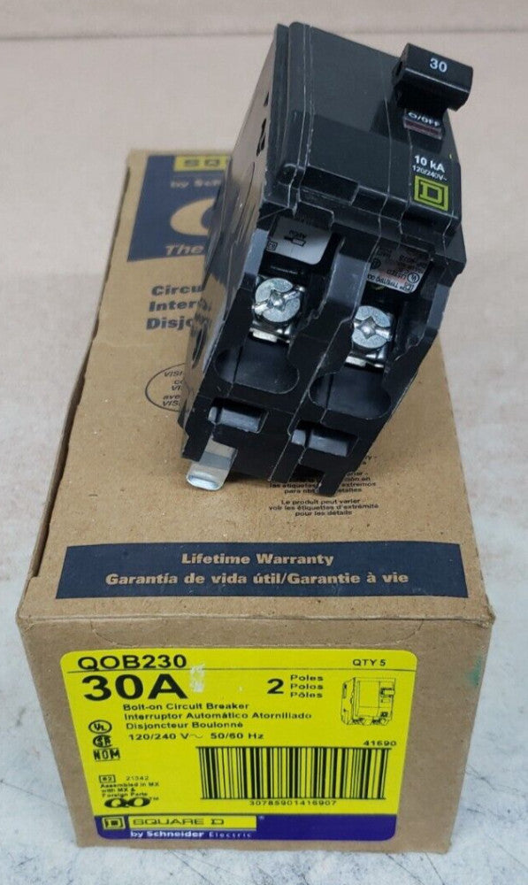 1 NEW  Square D QOB230 30 Amp 2 Pole Circuit Breaker- 240V