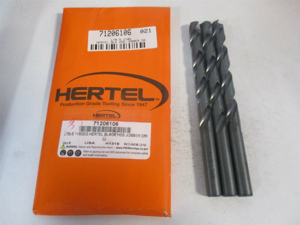 (71206106) S 3-1/2" x 4-7/8" OAL 118° HSS Spiral Jobber Drill - Pack of 3