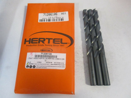 (71206106) S 3-1/2" x 4-7/8" OAL 118° HSS Spiral Jobber Drill - Pack of 3