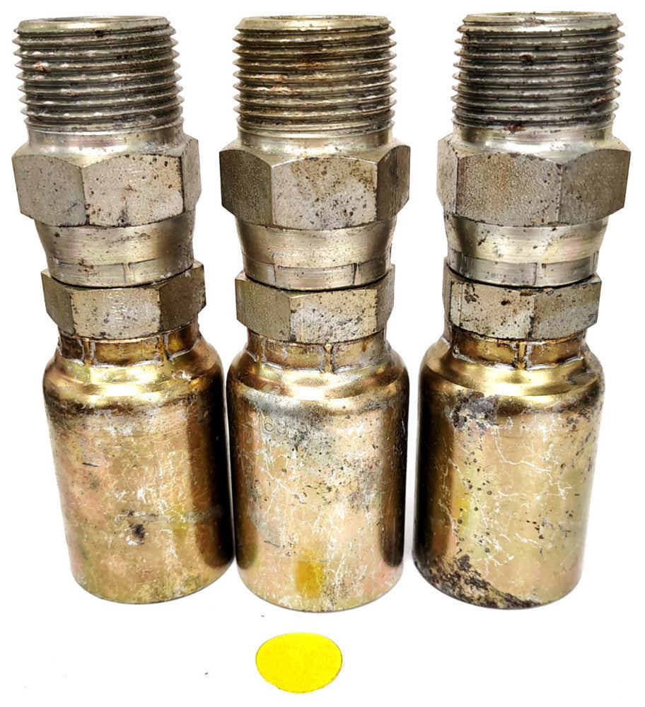 WEATHERHEAD HYDRAULIC HOSE FITTING 1" STEEL W/YELLOW ZINC **LOT OF 3**