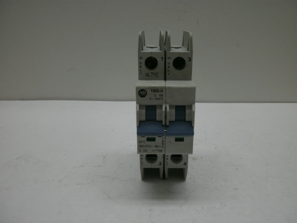 ALLEN BRADLEY 1489-A2C030 SER A CIRCUIT BREAKER 3 AMP 2 POLE 480Y/277V