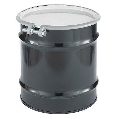 Zoro Select Cq1002l Open Head Transport Drum, Steel, 10 Gal, Lined, Black