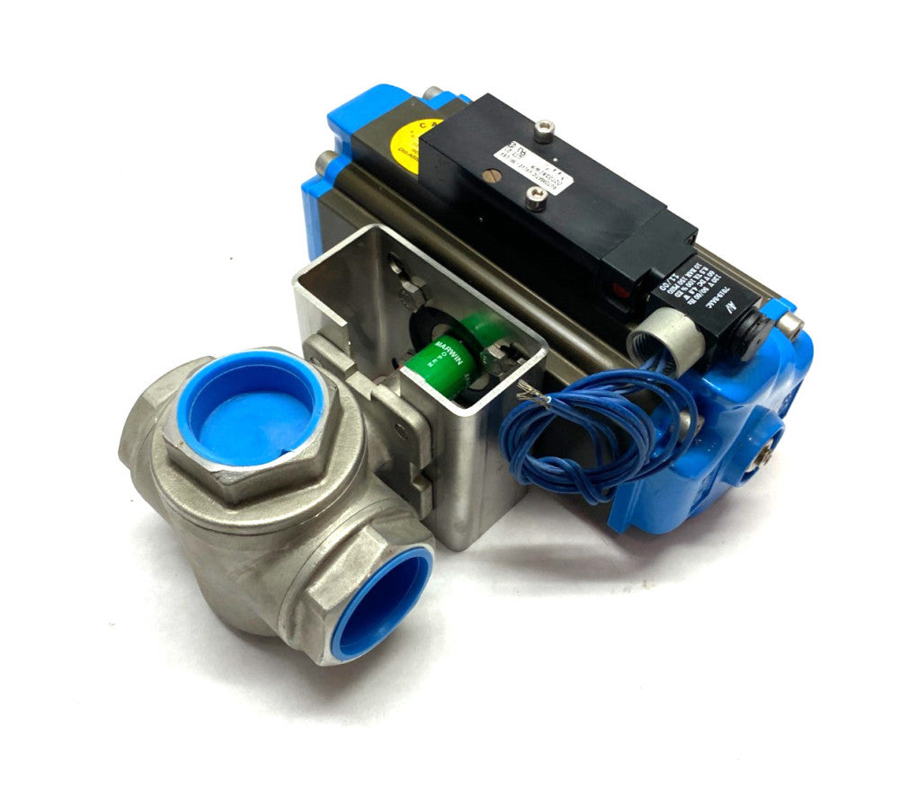 Marwin UT Series Pneumatic Ball Valve Actuator Assembly, 1-1/2", 3-Way