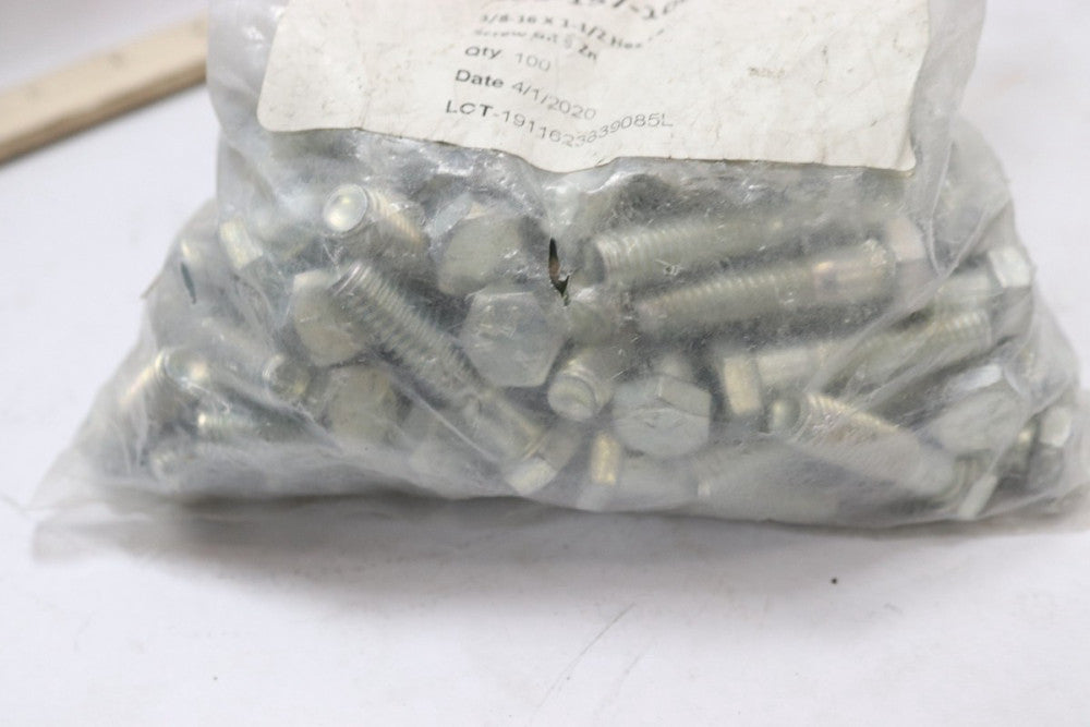 (100-Pk) Hex Cap Screw Grade 5 Zinc 3/8"-16 x 1-1/2" 100-157-100